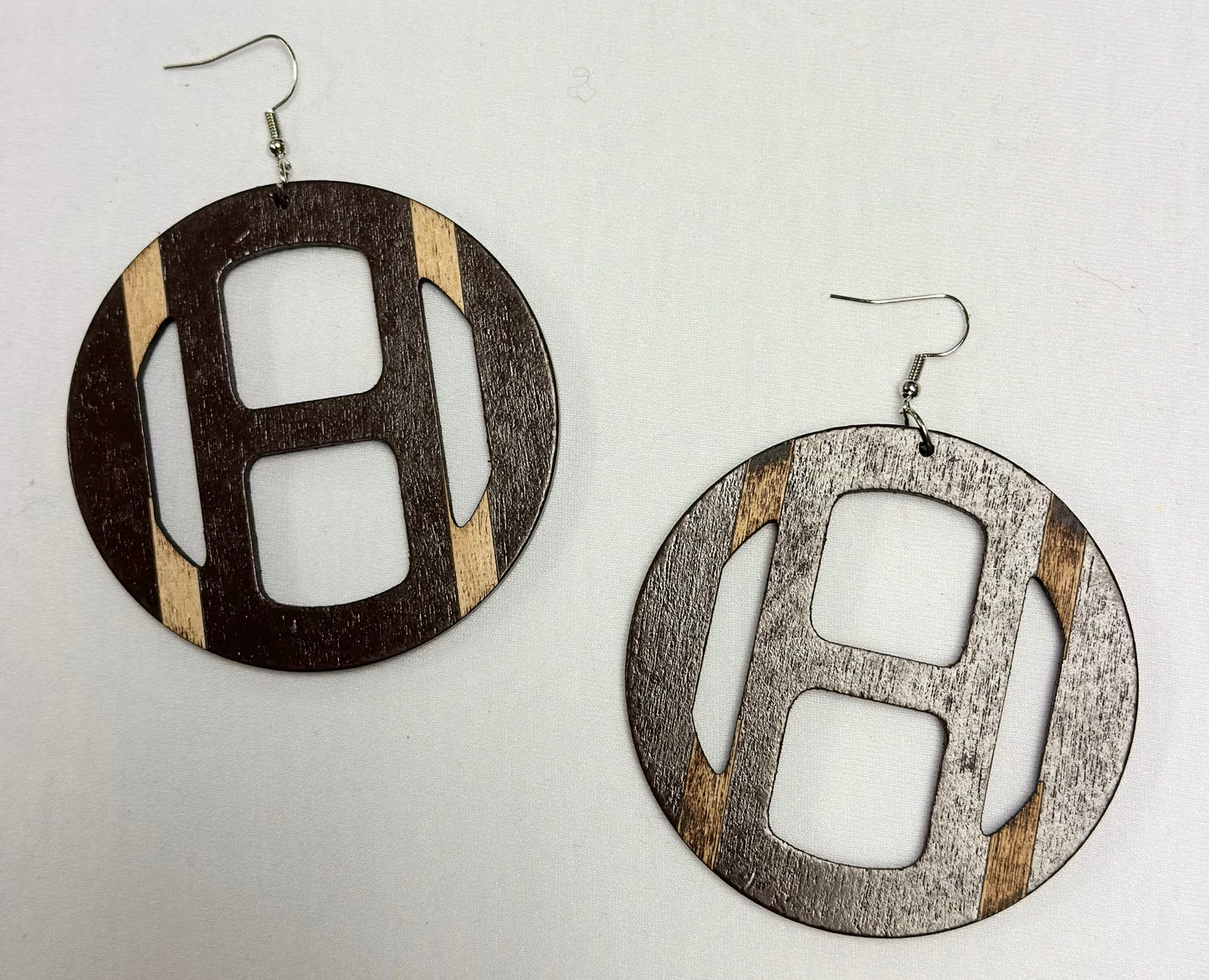WOODEN H EARRINGS