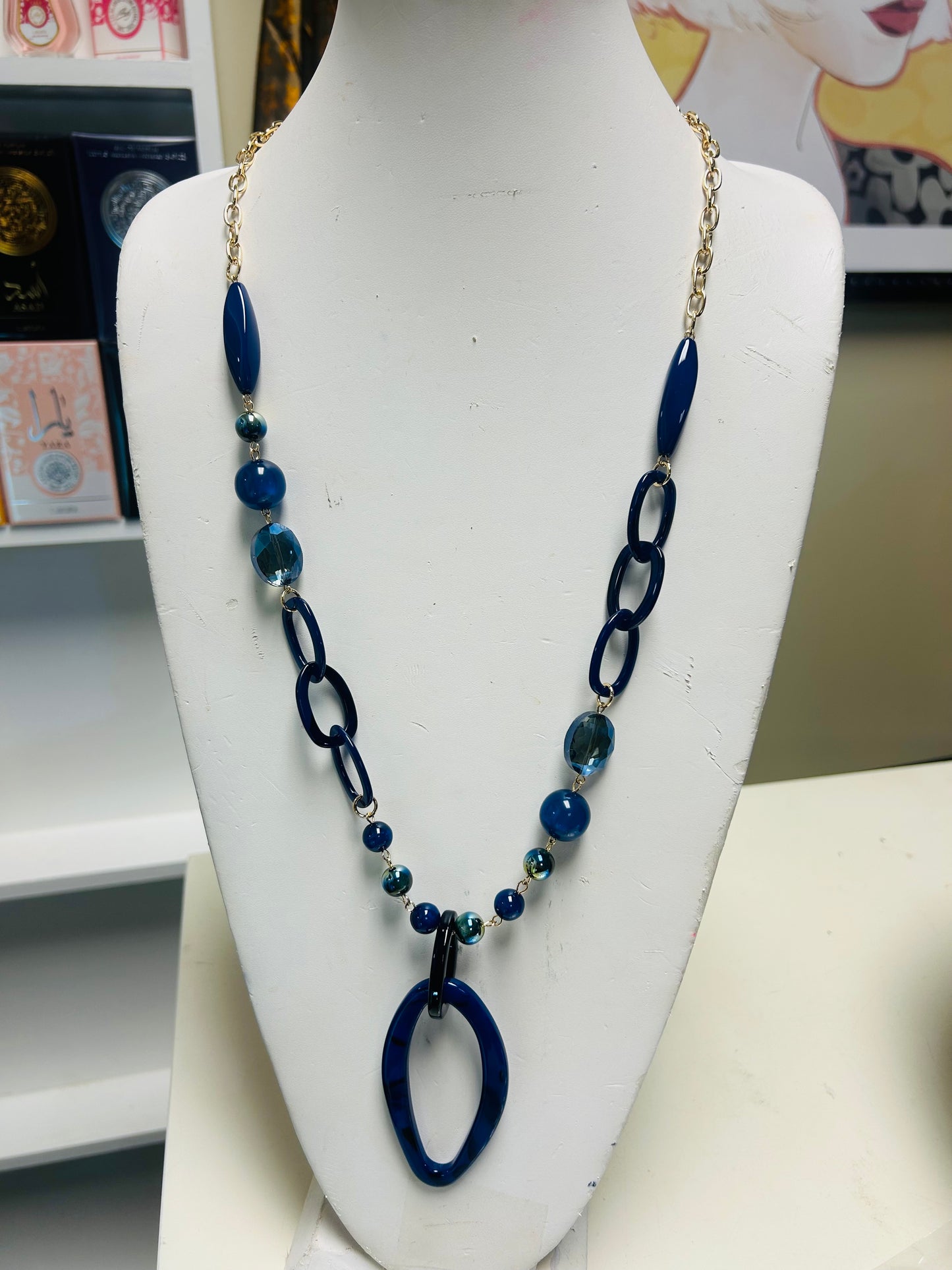 LONG LINK CHARM NECKLACE #4659