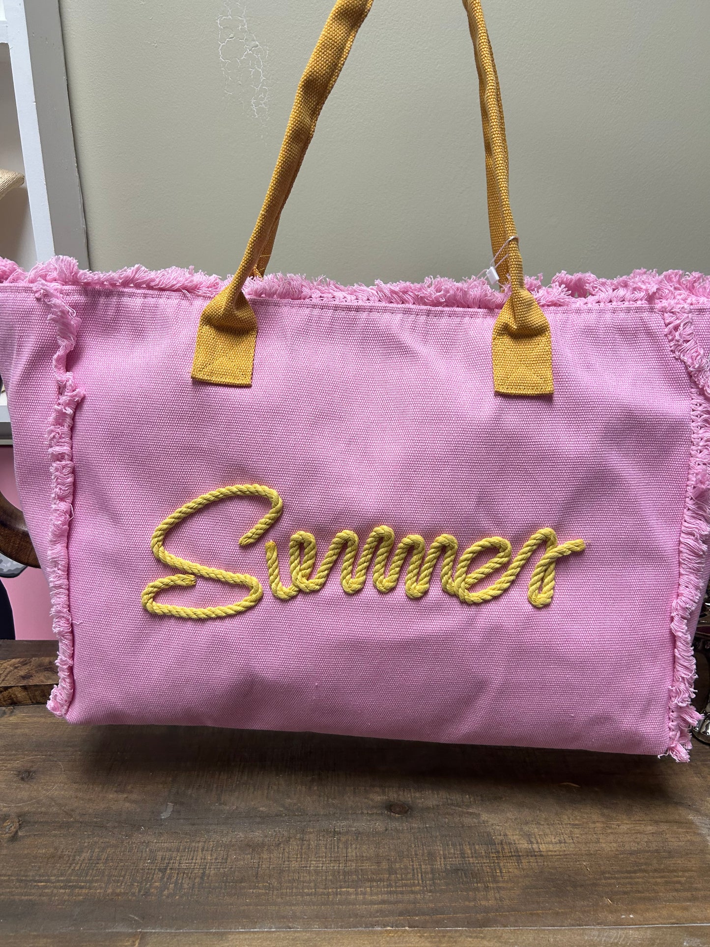 SUMMER LARGE TOTE - PINK/Yellow