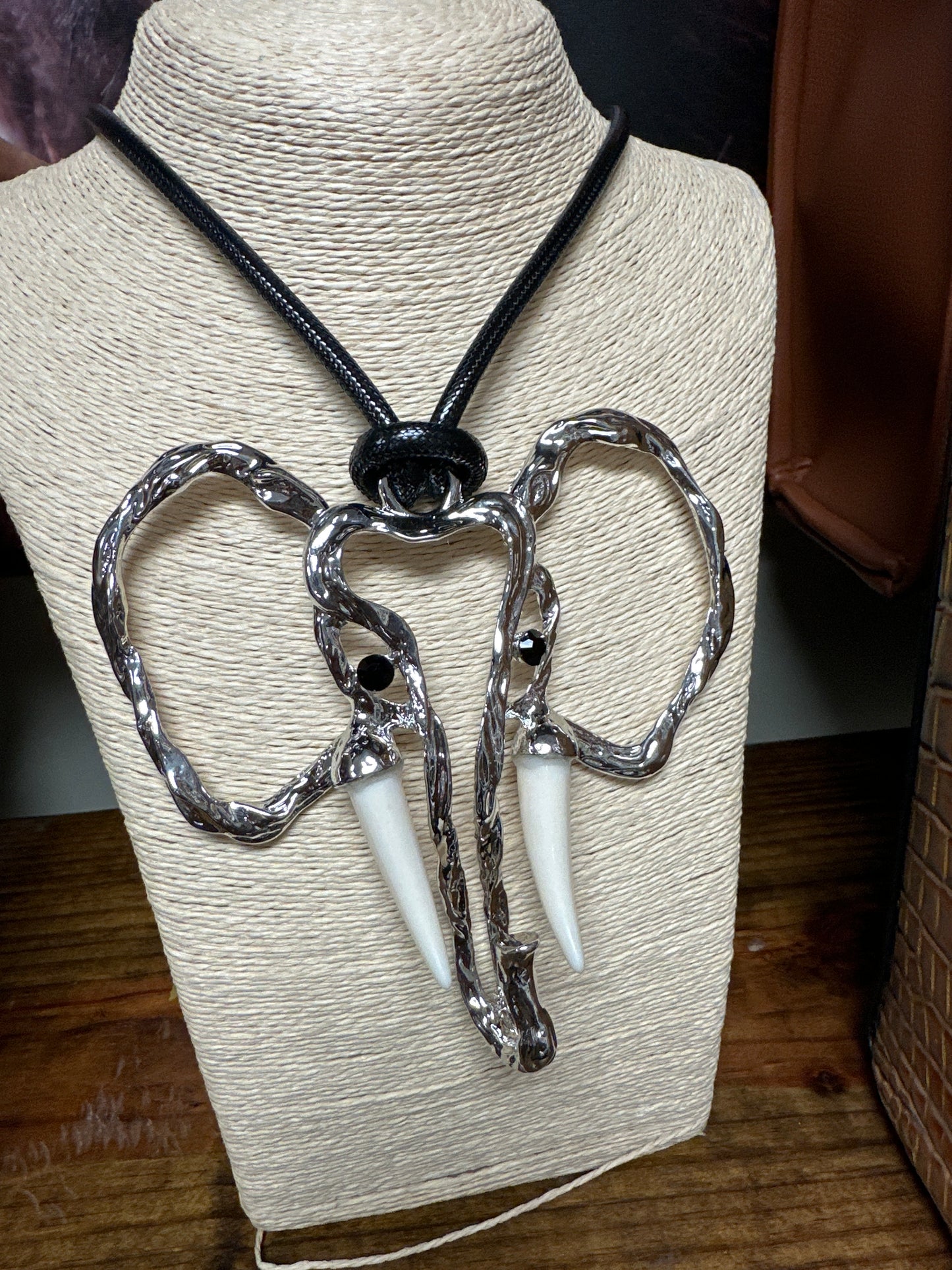 ELEPHANT NECKLACE W/ ENAMEL TUSK