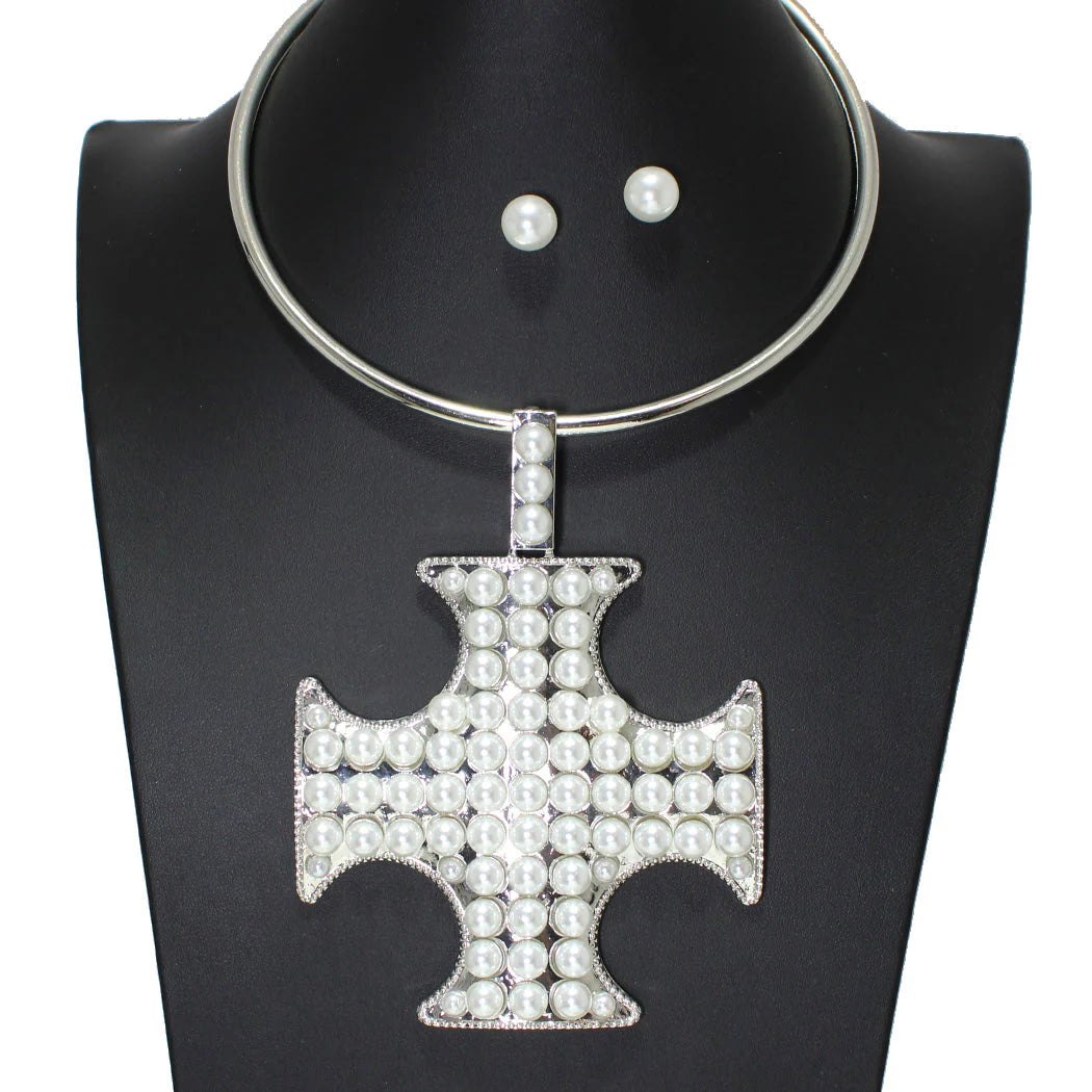 BLING CROSS CHOKER NECKLACE