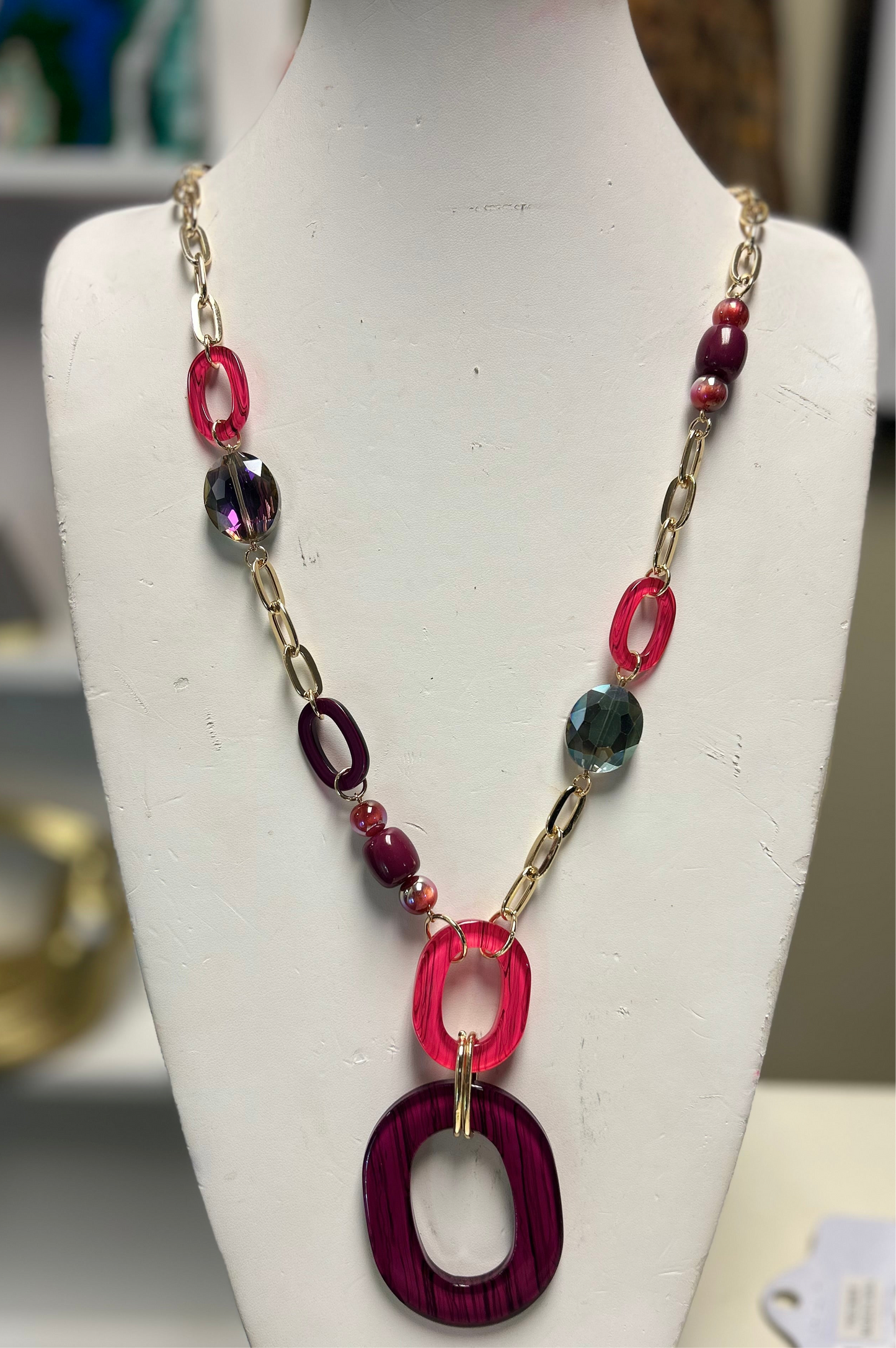 WOODEN O LINK NECKLACE #4664 0154