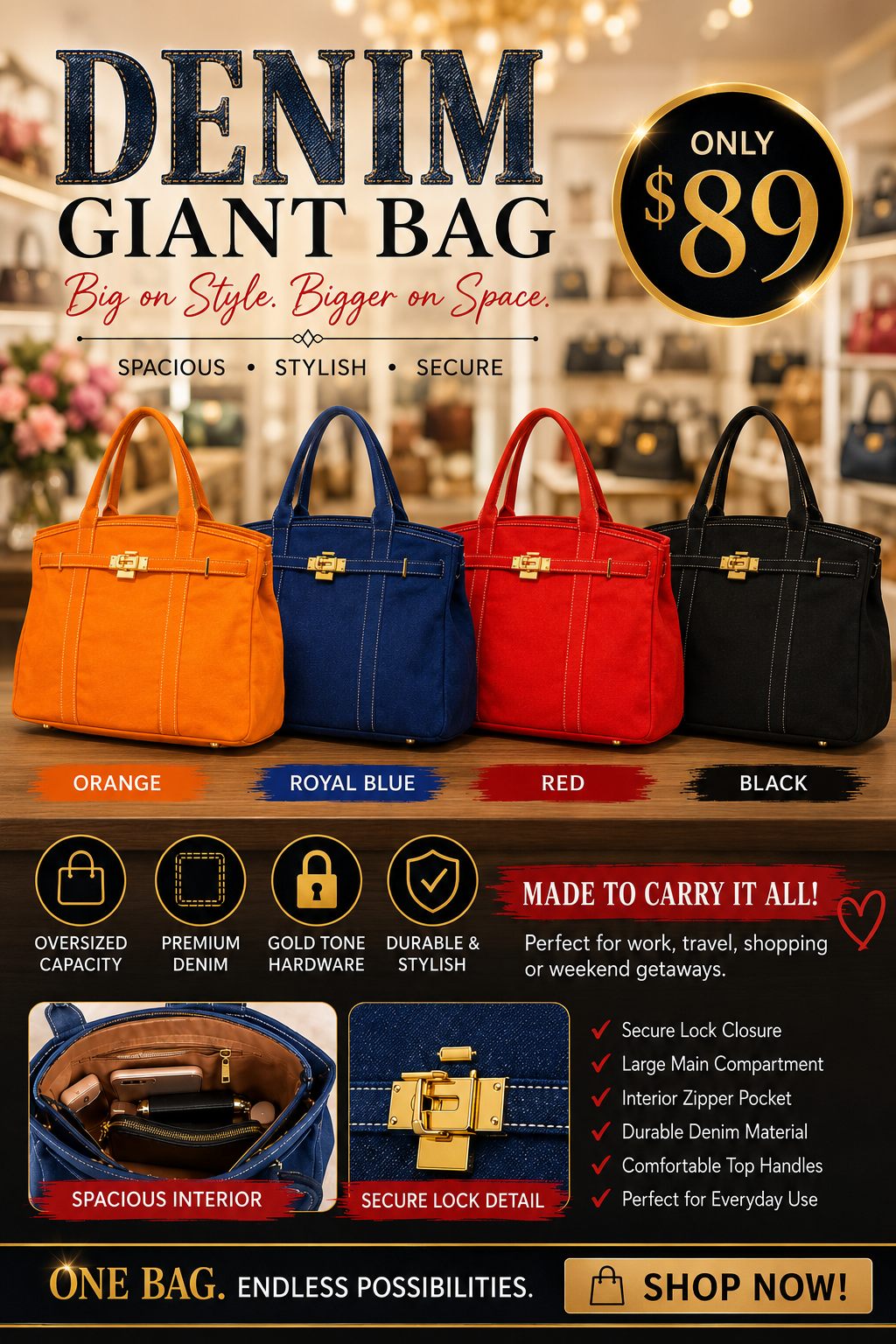 Giant Denim Handbag