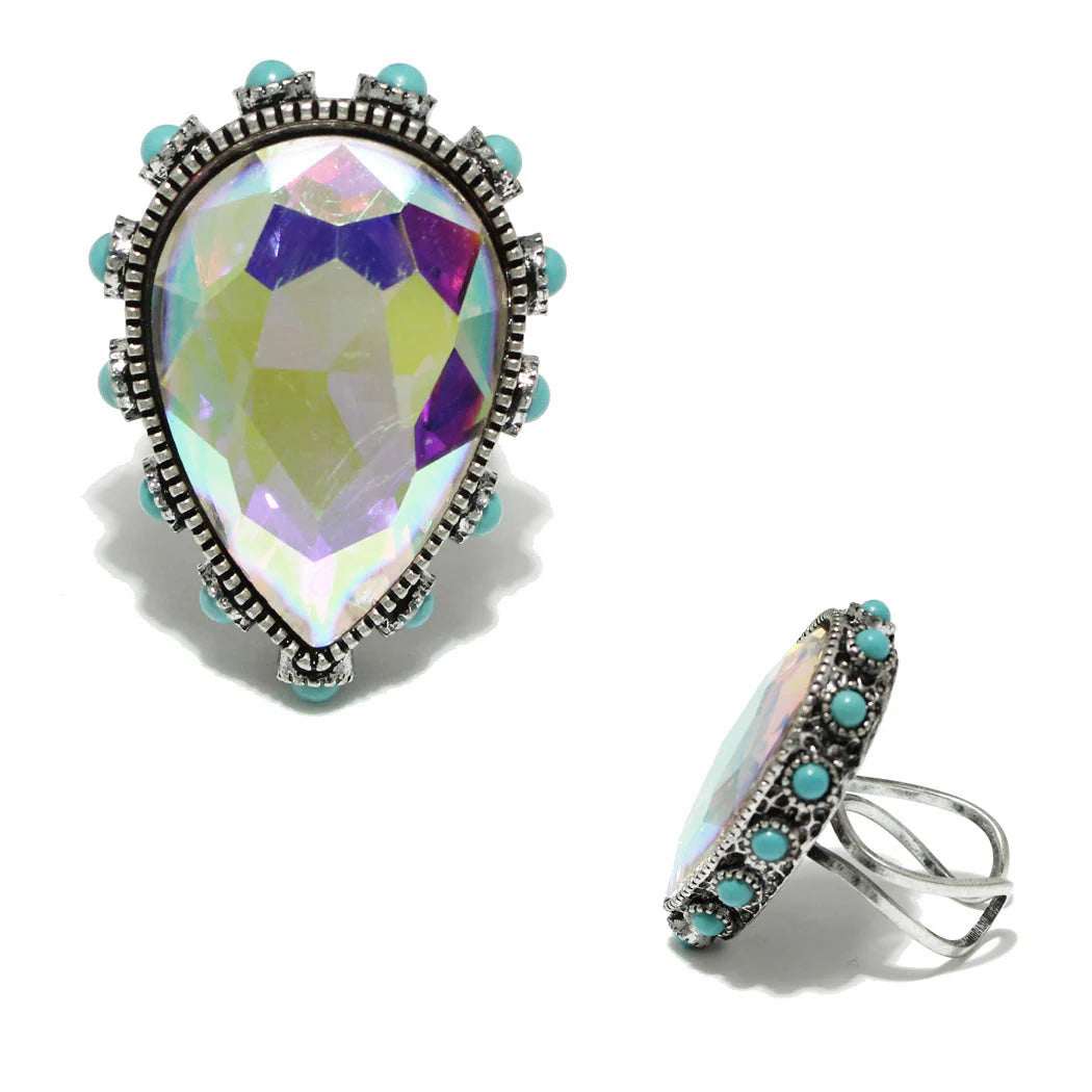 Western Bling Tear Drop Ring 444