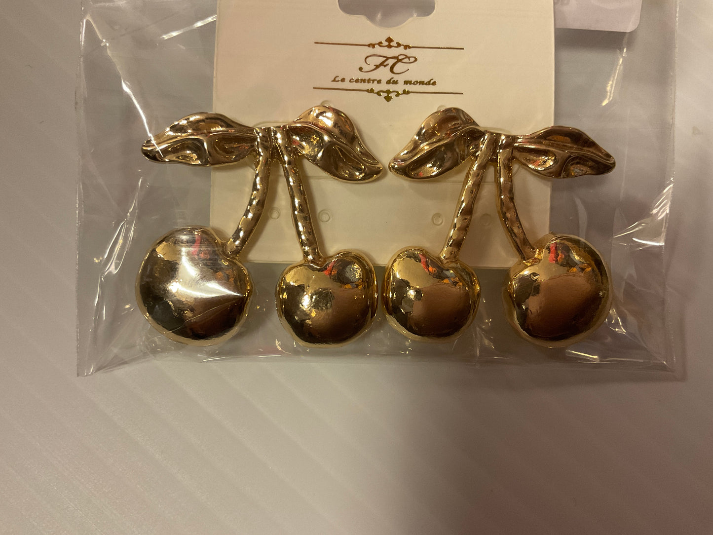 GOLD CHERRY EARRINGS 415
