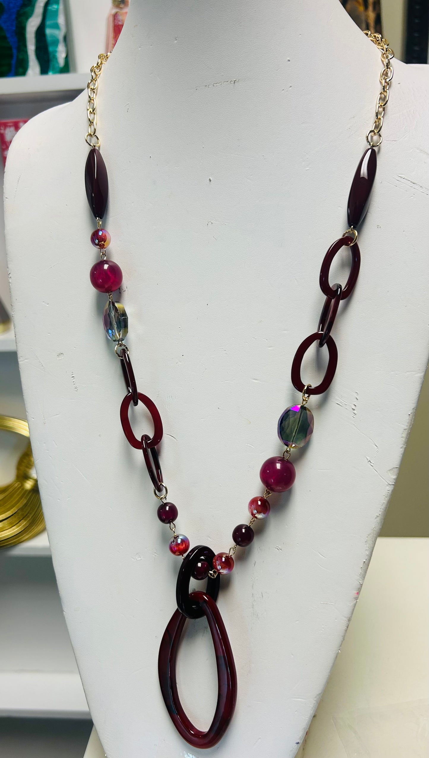 LONG LINK CHARM NECKLACE #4659