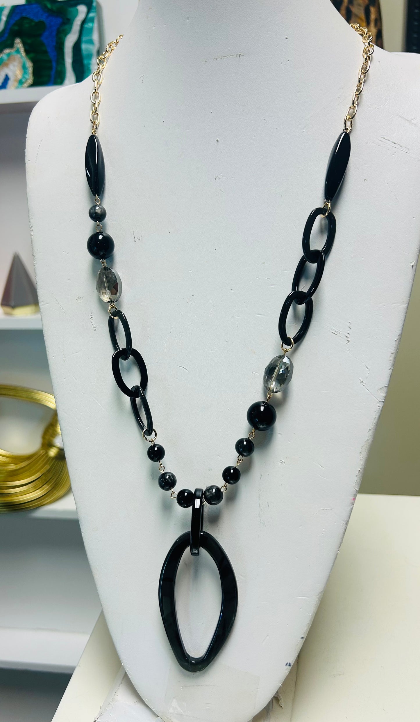 LONG LINK CHARM NECKLACE #4659