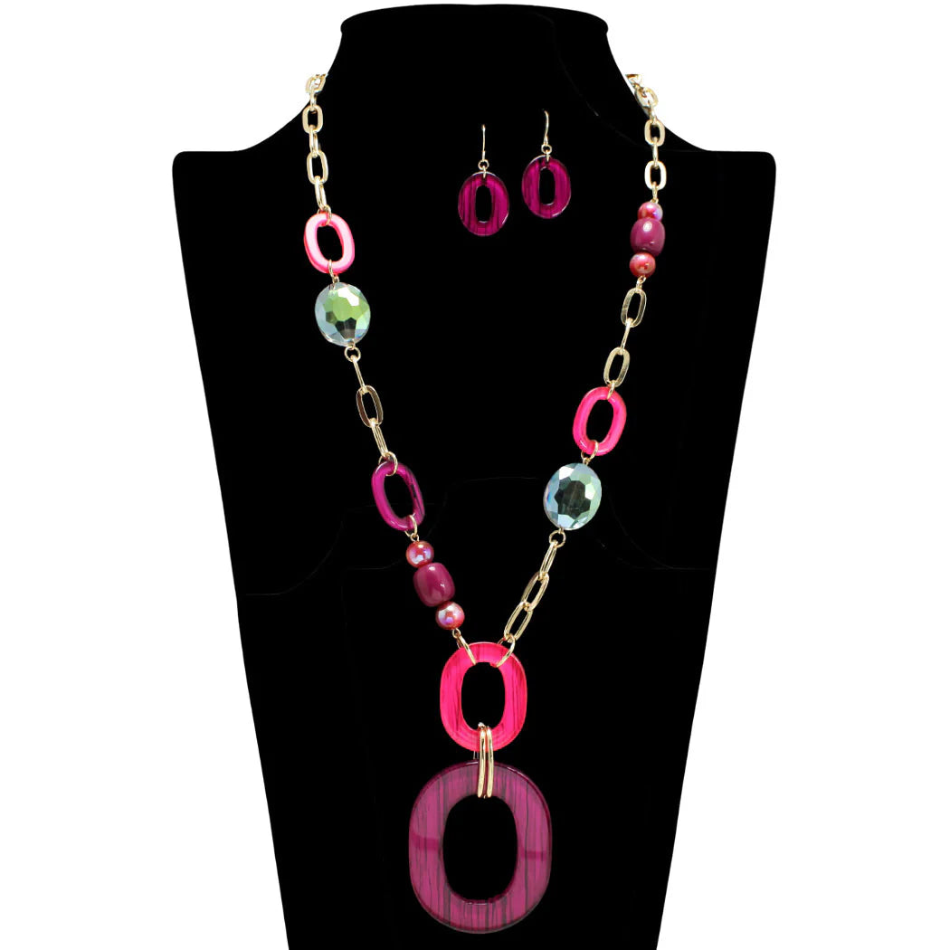 WOODEN O LINK NECKLACE #4664 0154
