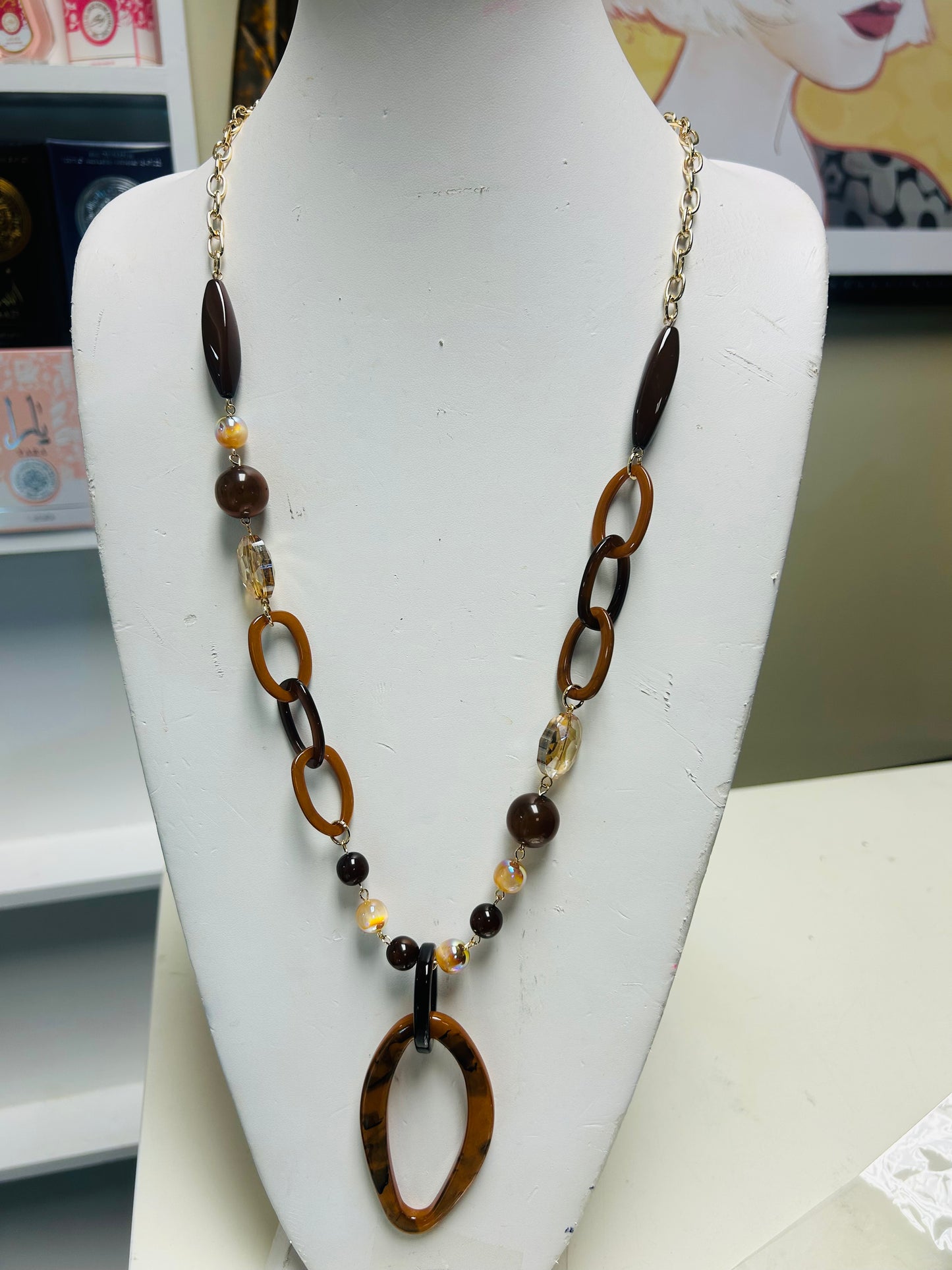 LONG LINK CHARM NECKLACE #4659