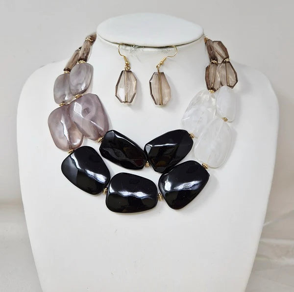 UNIQUE GEMS NECKLACE SET #4717