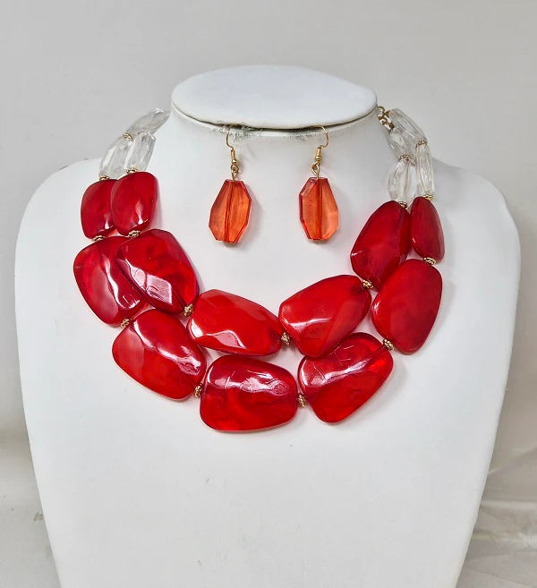 UNIQUE GEMS NECKLACE SET #4717