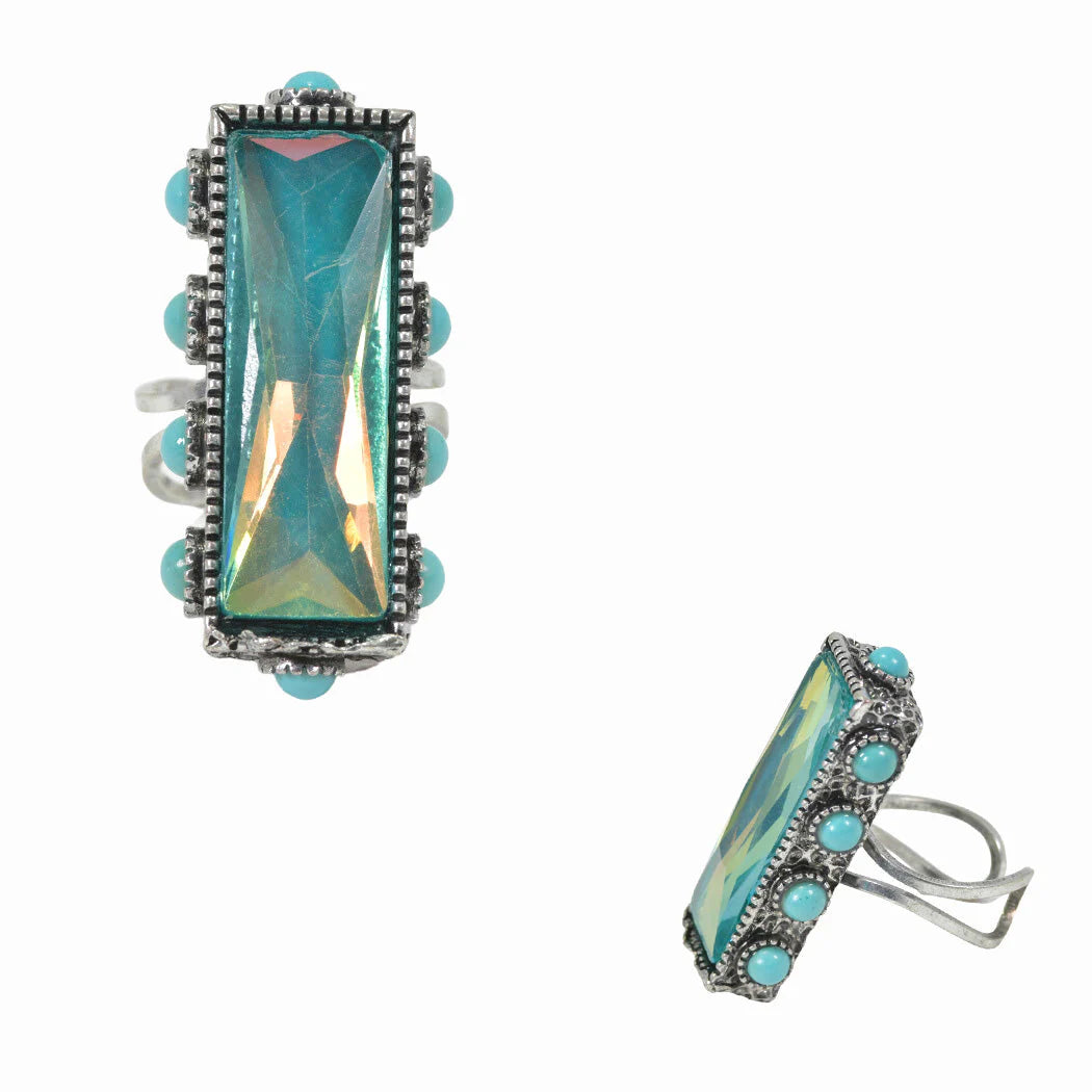 Western Bling Rectangle Ring 444