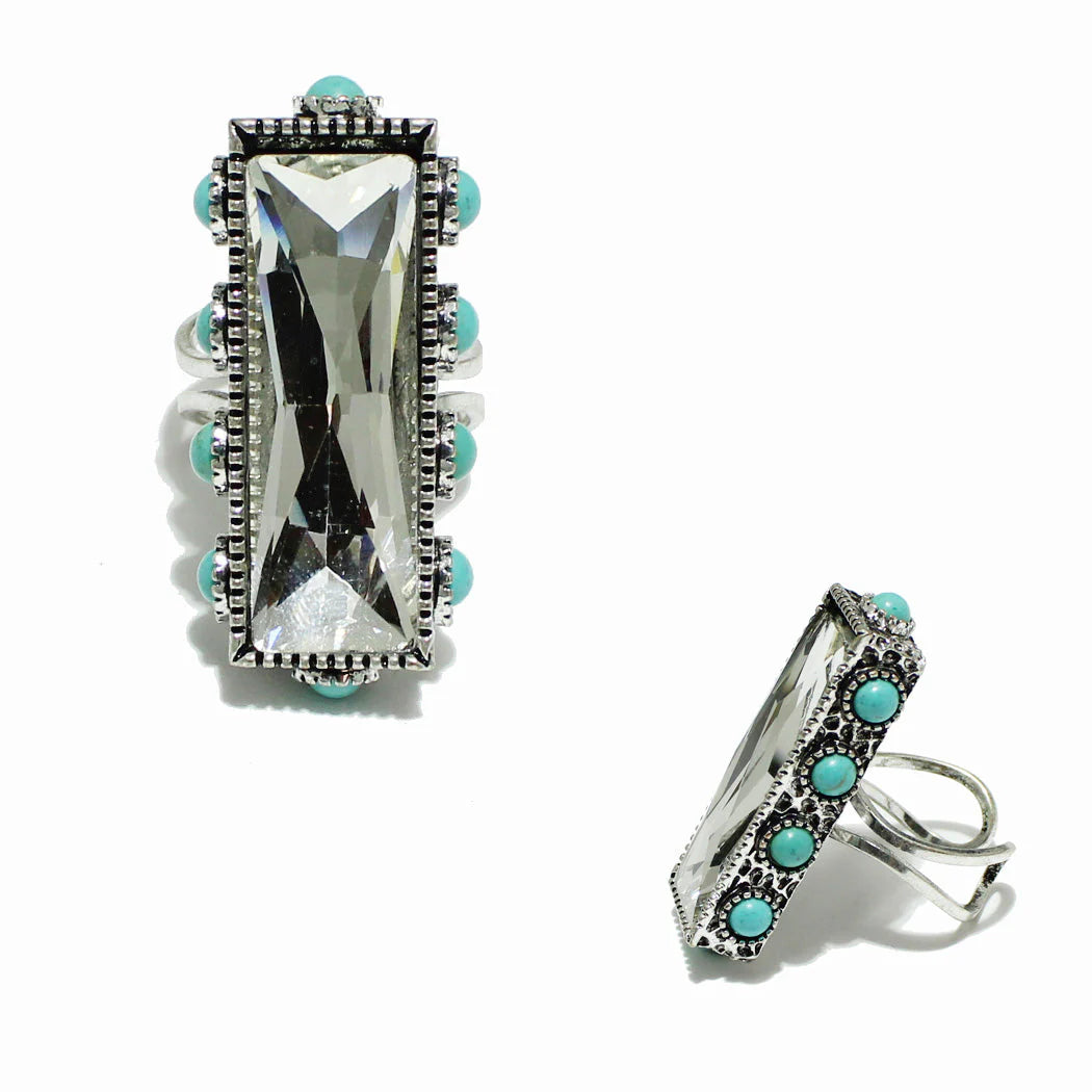 Western Bling Rectangle Ring 444