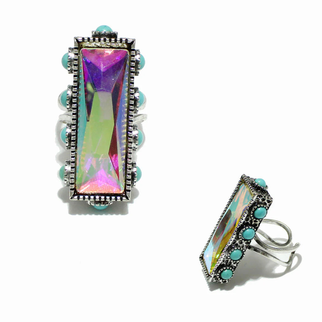 Western Bling Rectangle Ring 444