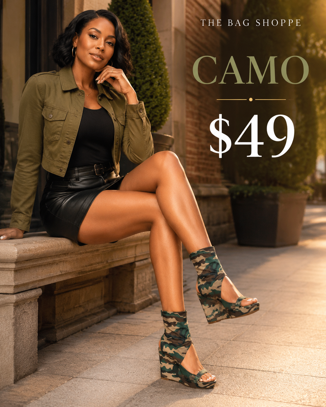 Camo Wedged Sandals