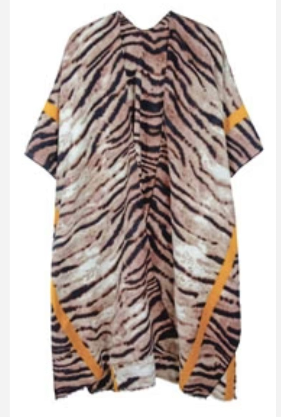 GRAY ZEBRA MUSTARD STRIPE KIMONO