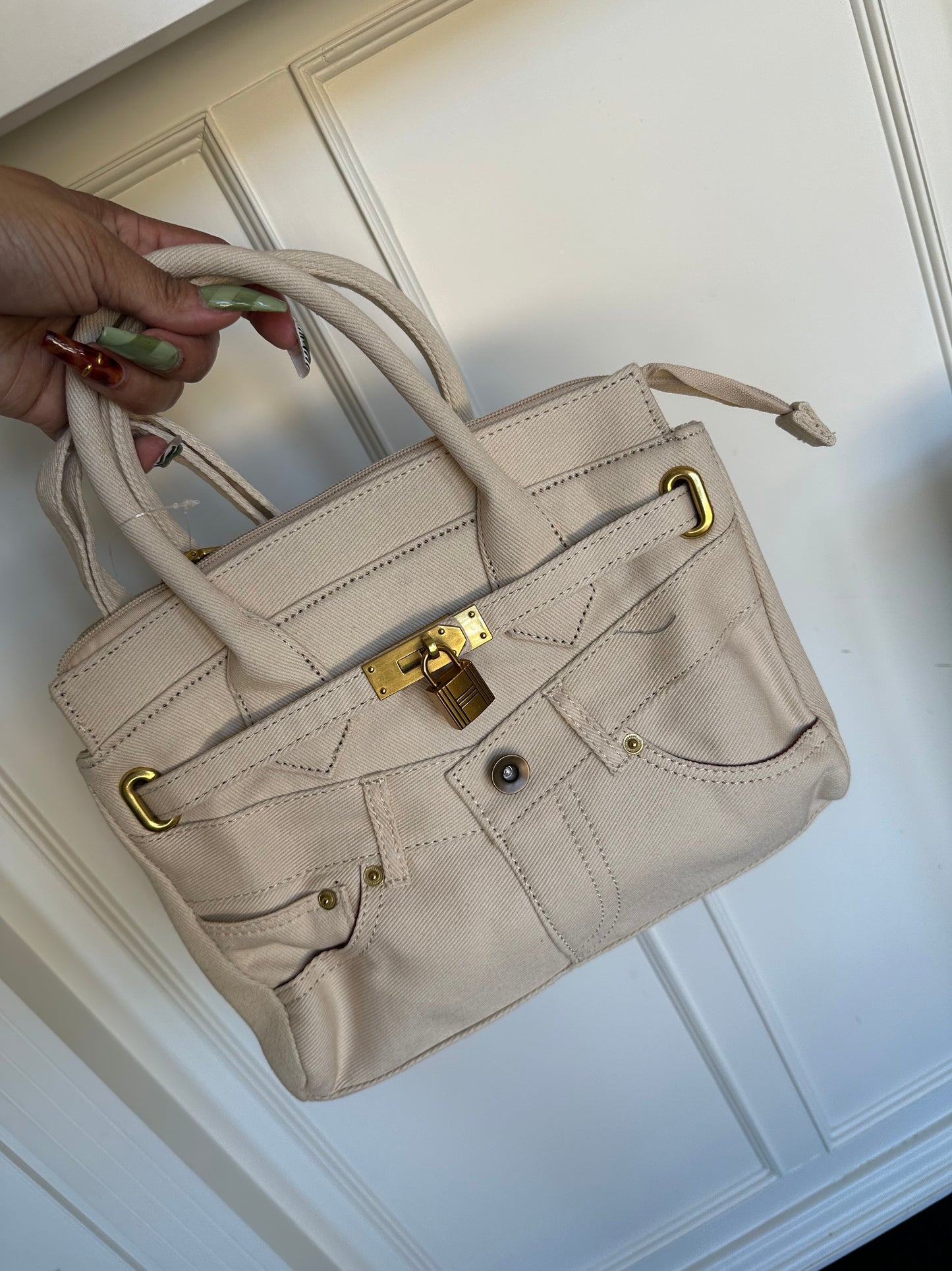 Denim Lock Handbag