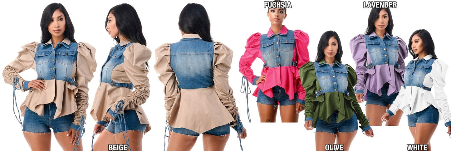 Puffer Denim Top