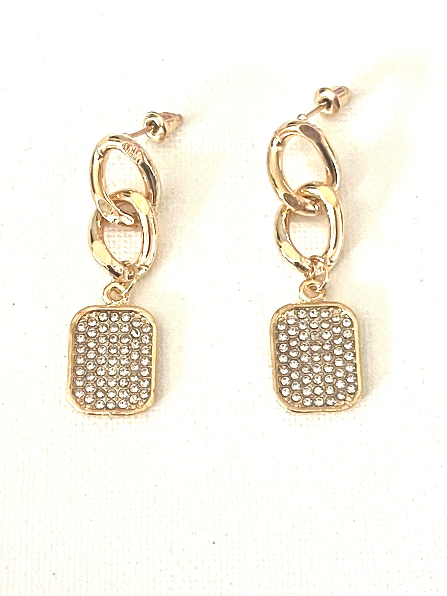 BLING SQUARE LINK EARRINGS 0780
