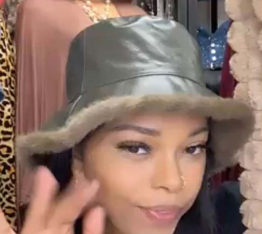 Leather Fur Bucket Hat