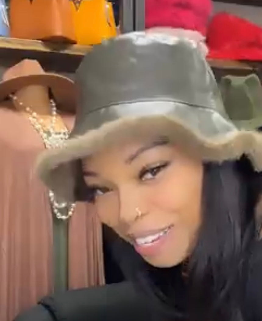 Leather Fur Bucket Hat