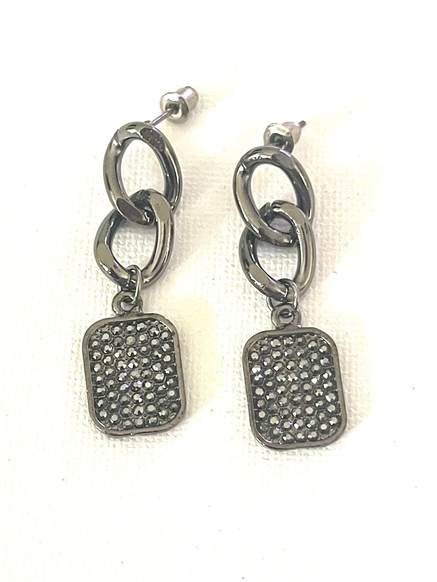 BLING SQUARE LINK EARRINGS 0780