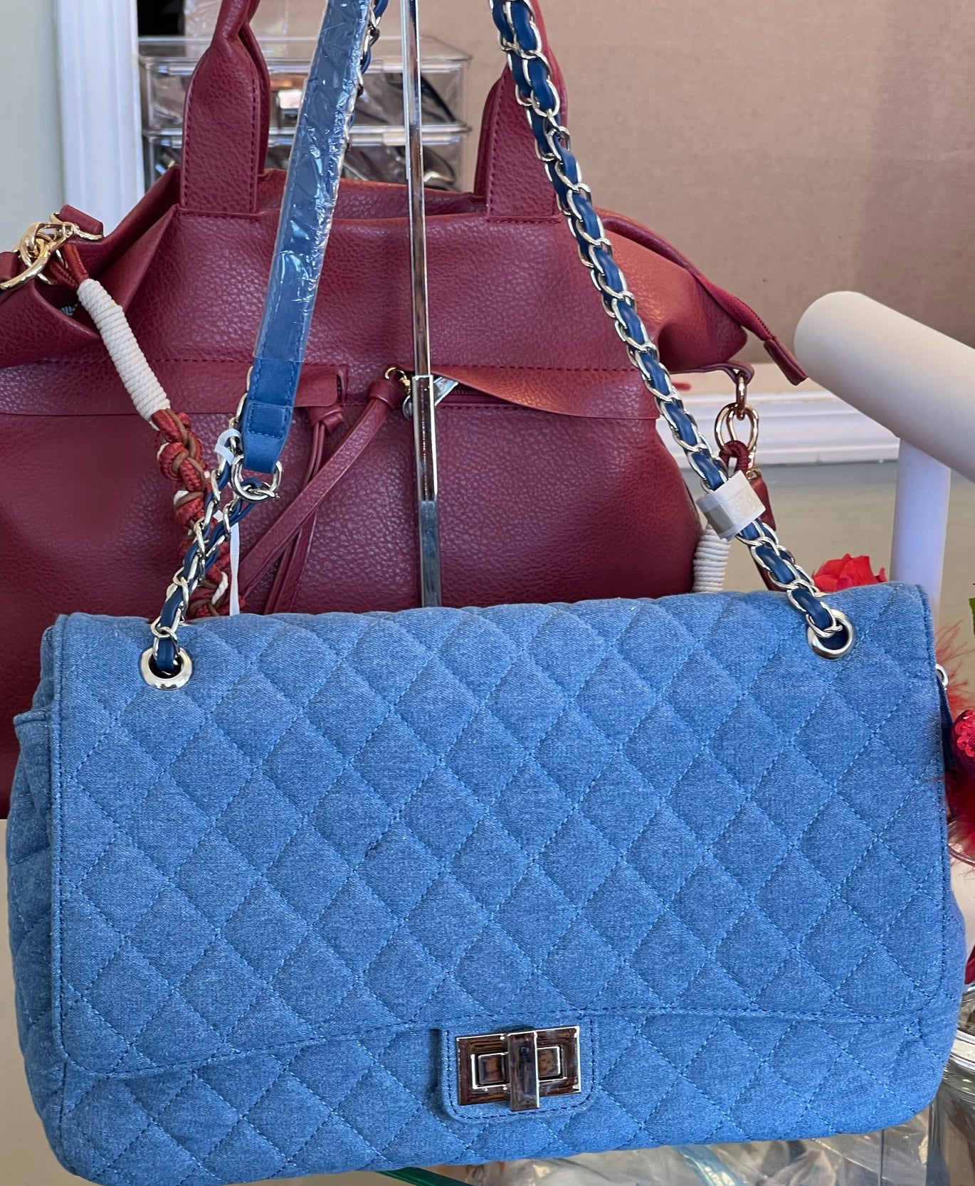 Denim Quilted Handbag