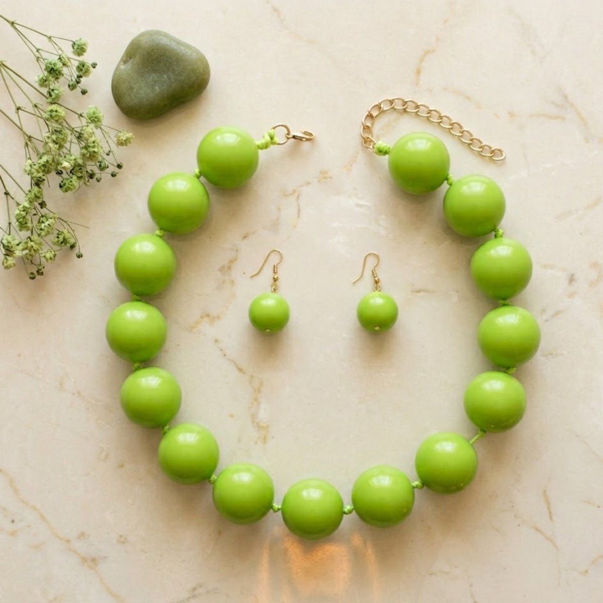 Mod Style Lime Green Chunky Bead Necklace