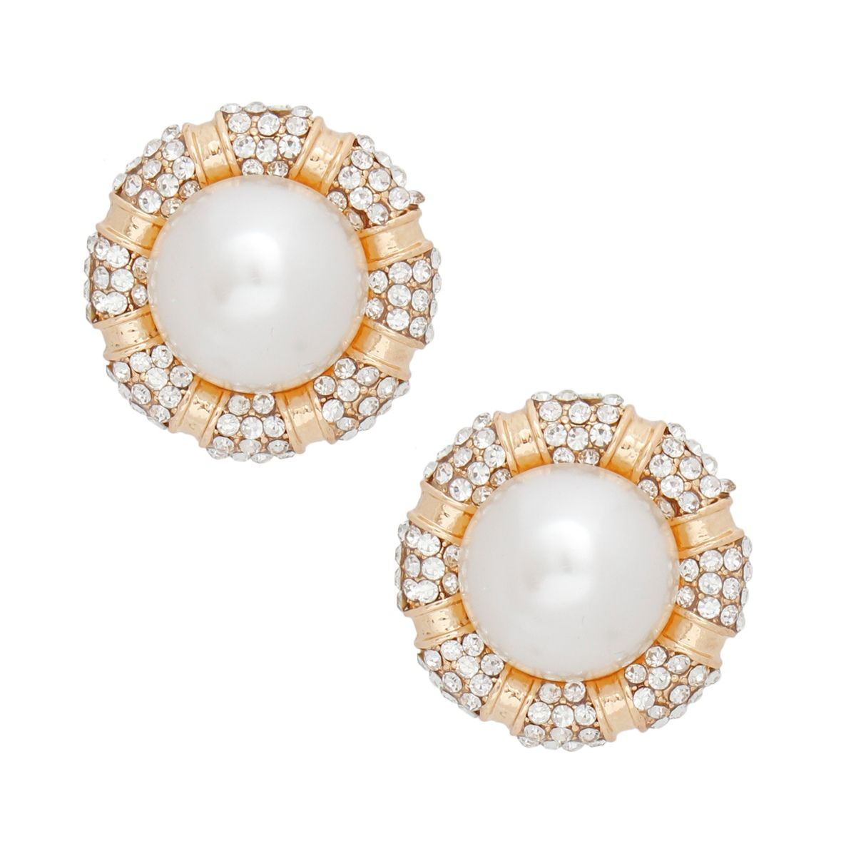Clip On Vintage Gold Metal and Moonlight Earrings