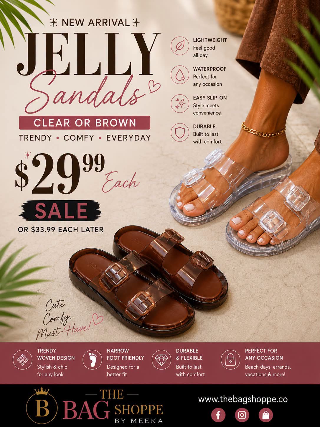 2 Straps Jelly Sandals