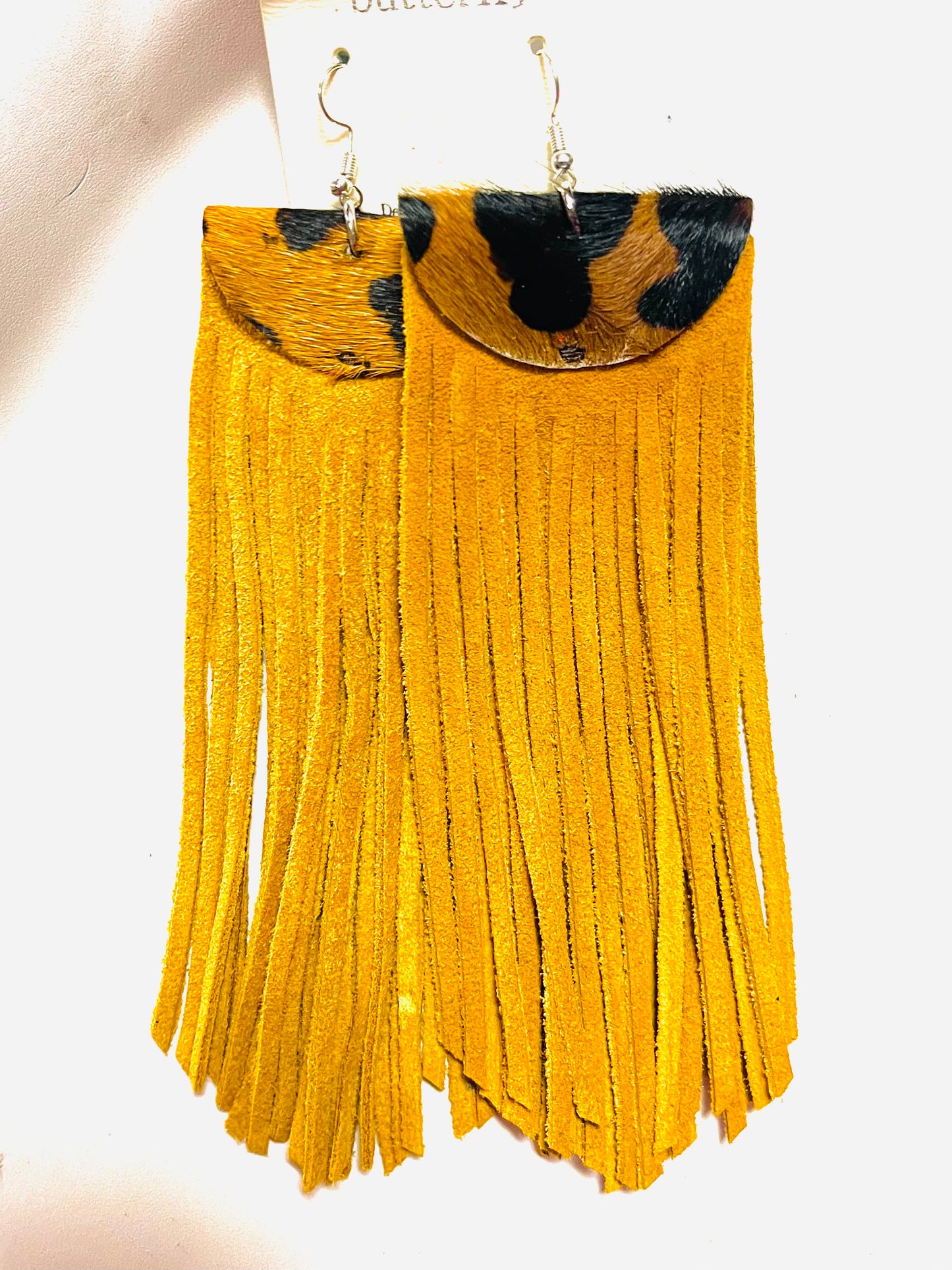 Leather Strip Fringe Earrings