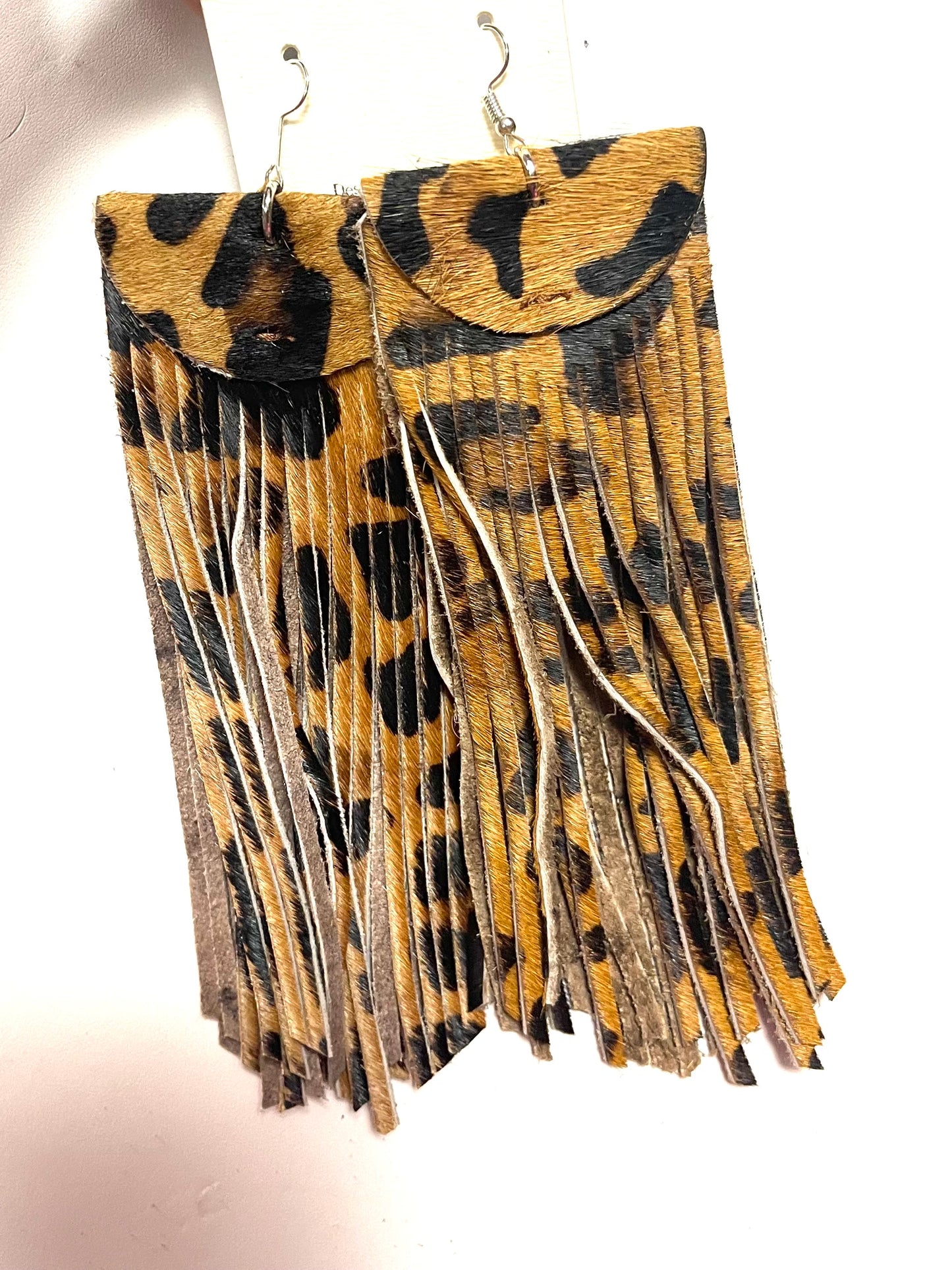 Leather Strip Fringe Earrings