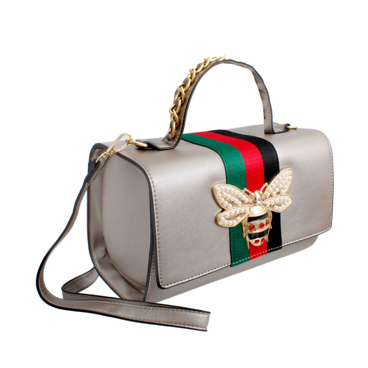 Dark Silver Boxy Satchel Designer Set
