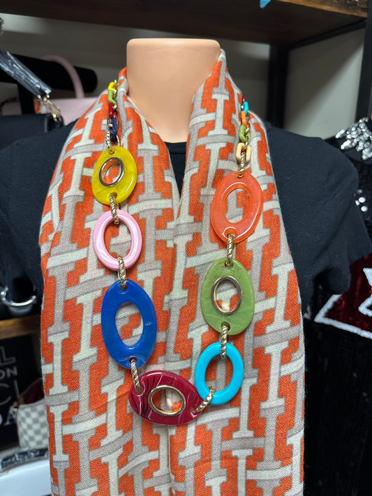 MULTICOLORED ROUND LINK NECKLACE 2671