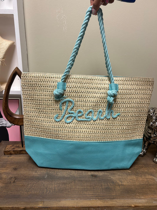 STRAW BAG - BEACH - 🏖️  BABY BLUE