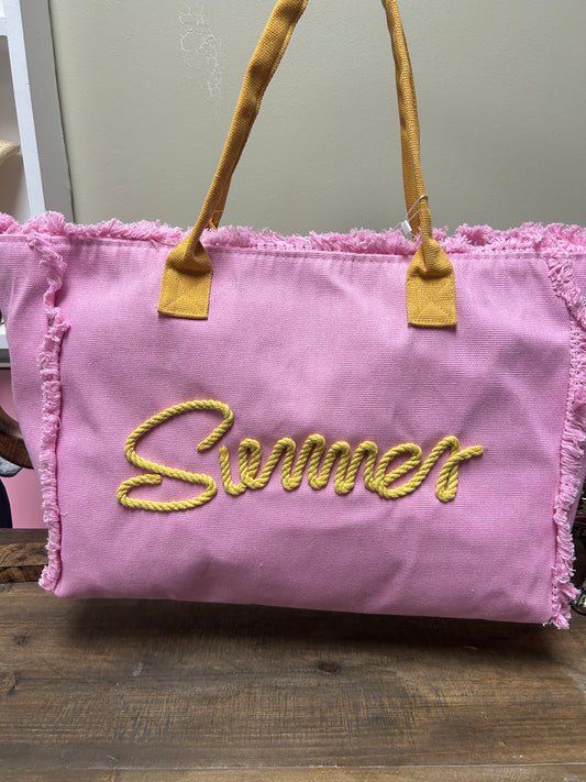 SUMMER LARGE TOTE - PINK/Yellow