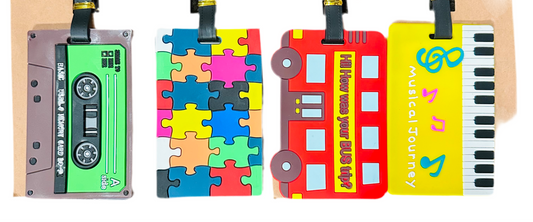 LUGGAGE TAG - PUZZLE, PIANO, CASSETTE, DOUBLEDECKER …