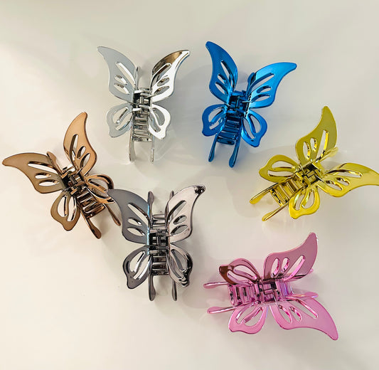 Chrome Butterfly Hair Clip