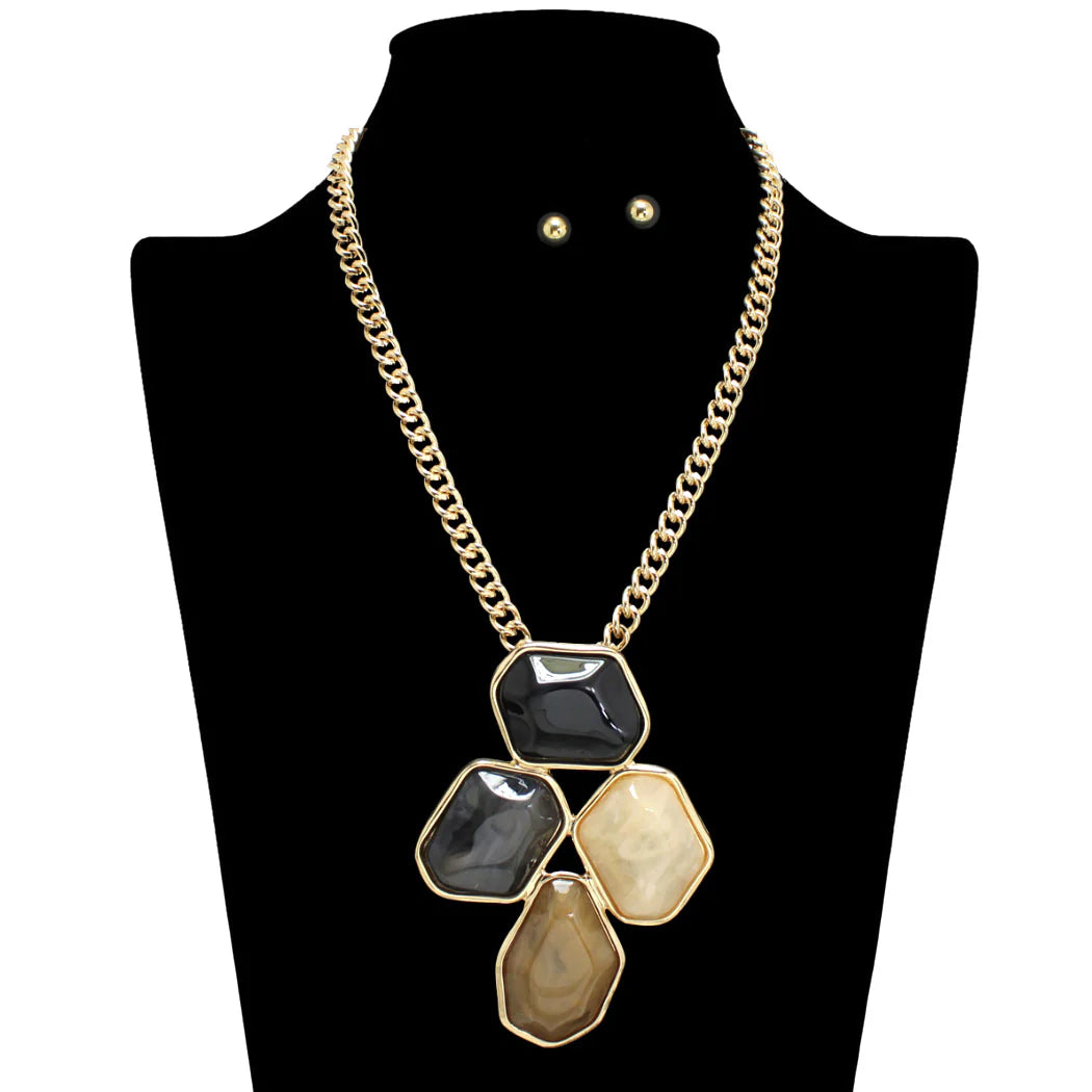 4 STONES COLORED NECKLACE