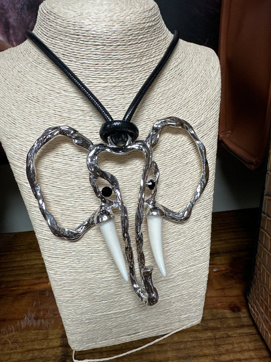 ELEPHANT NECKLACE W/ ENAMEL TUSK