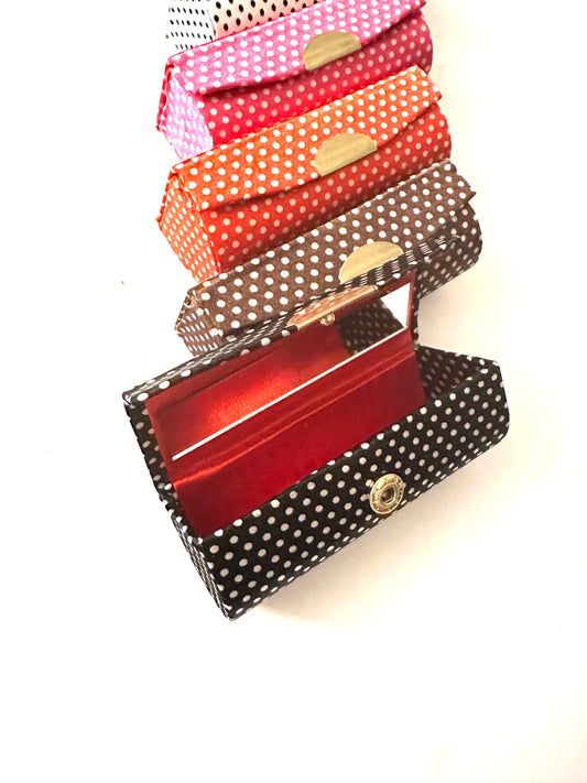 Lipstick & Mirror Container - Polkadot