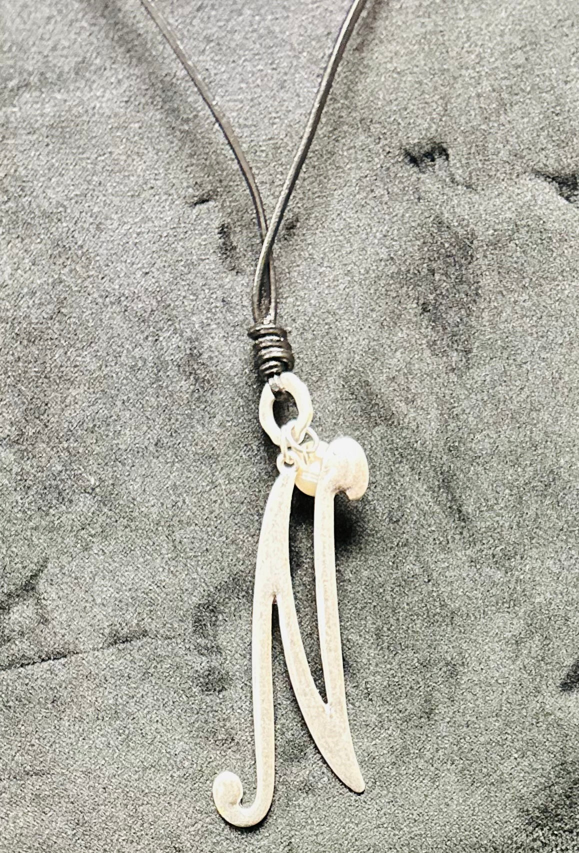 SILVER ANTIQUE LETTER INITIAL NECKLACE