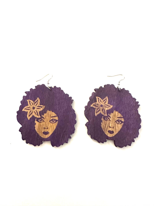 Lady Blossom Wooden Earrings