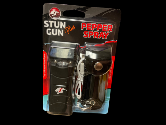 BLACK STUN GUN & PEPPER SPRAY BUNDLE 2PC