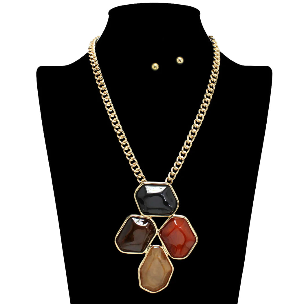 4 STONES COLORED NECKLACE