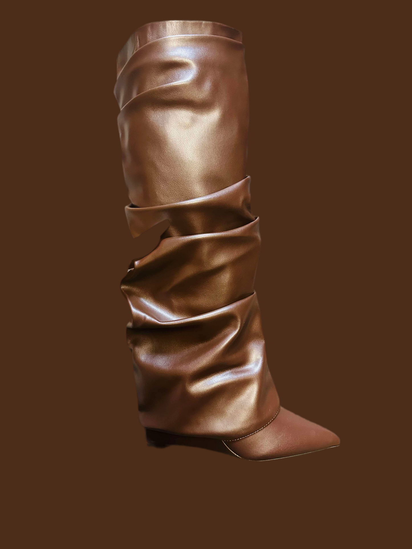 Scrunchy Stacked Leather Boots