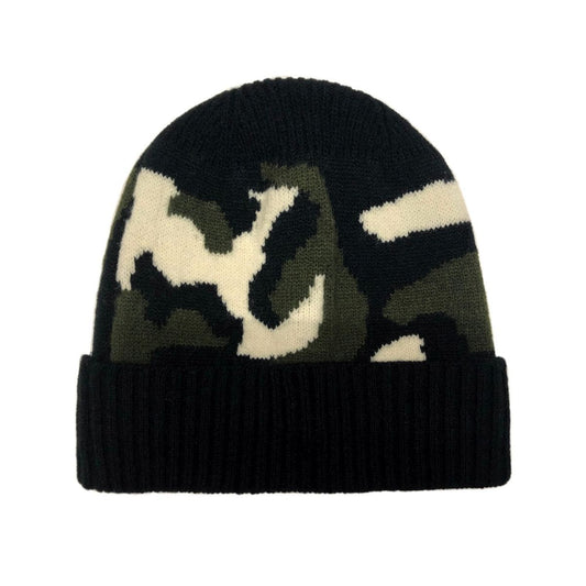 Beanie Hat Camouflage Print Cuff Hat for Women