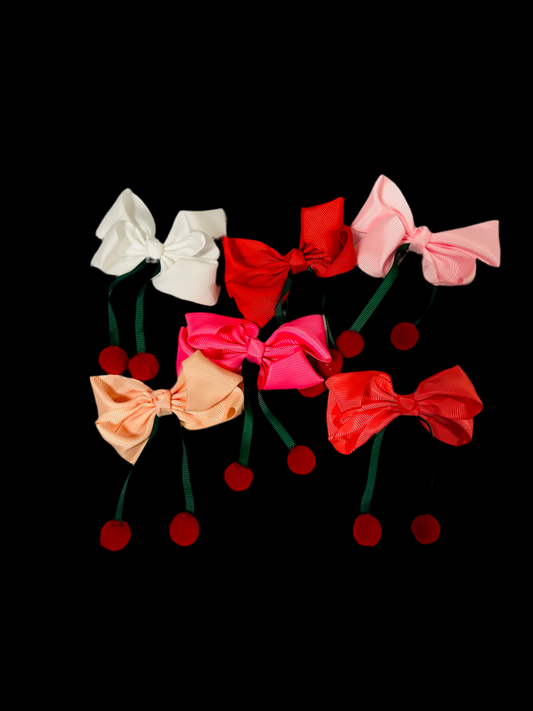 CHERRY HAIR BOW - RIBBON