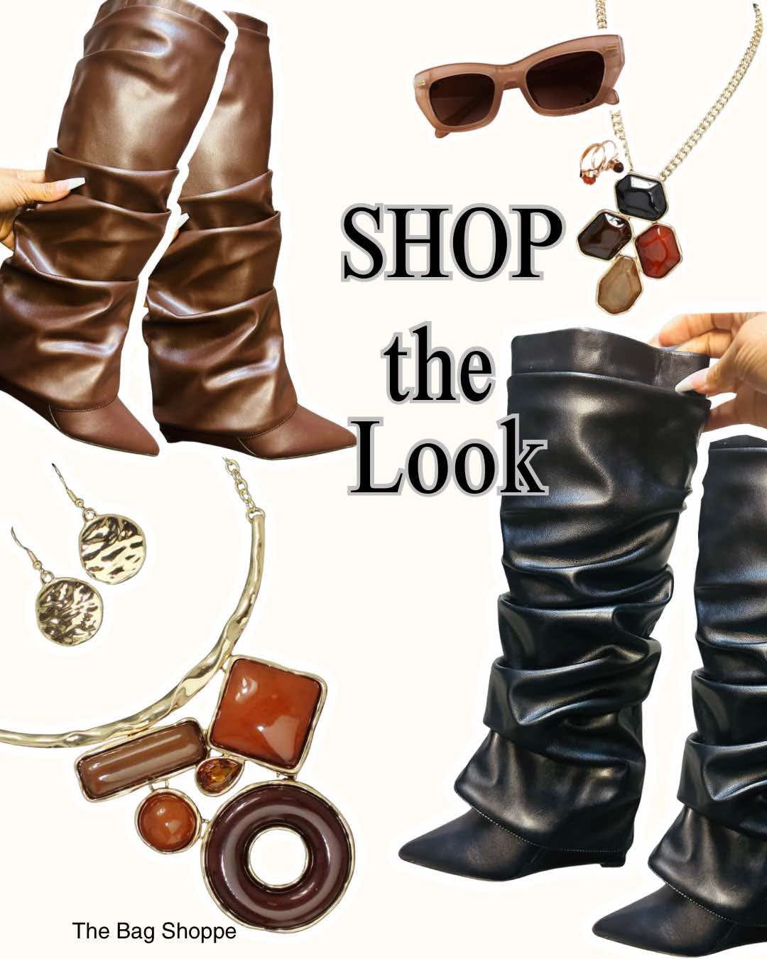 Scrunchy Stacked Leather Boots