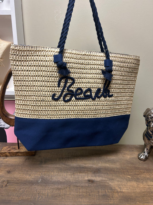 STRAW BAG - BEACH - 🏖️ NAVY